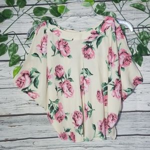 NWOT Foreign Exchange open back crop flowy shirt S